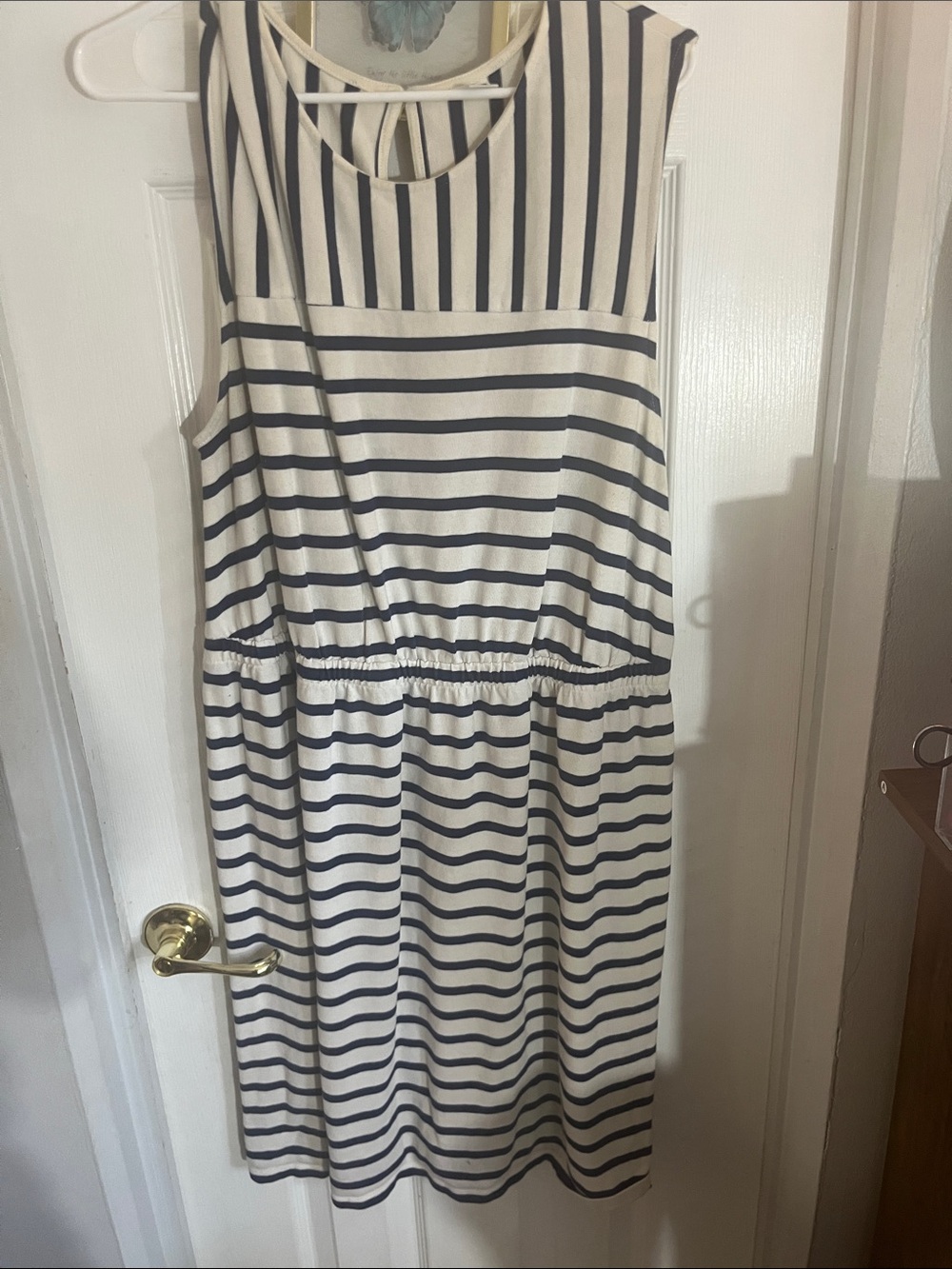 Old Navy White and Navy Striped Sleeveless Dress